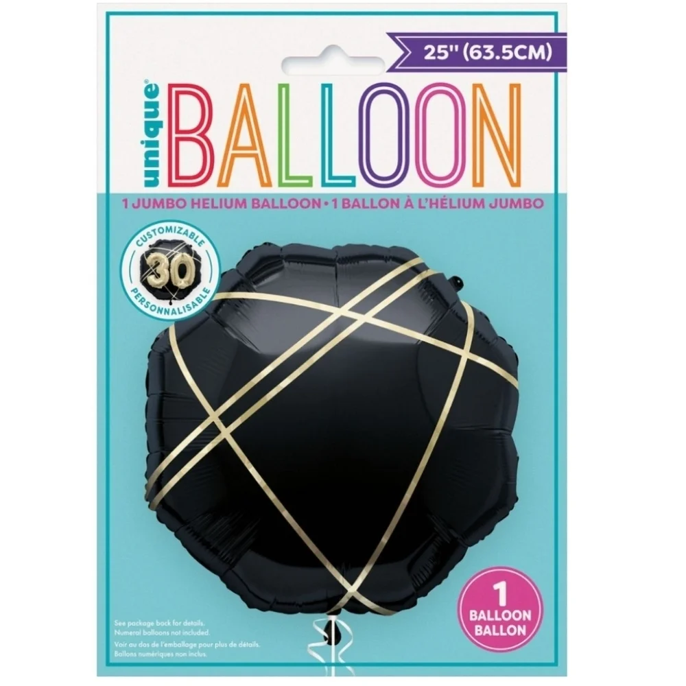Unique Black and Gold Stripe Octagonal Shaped Foil Balloon